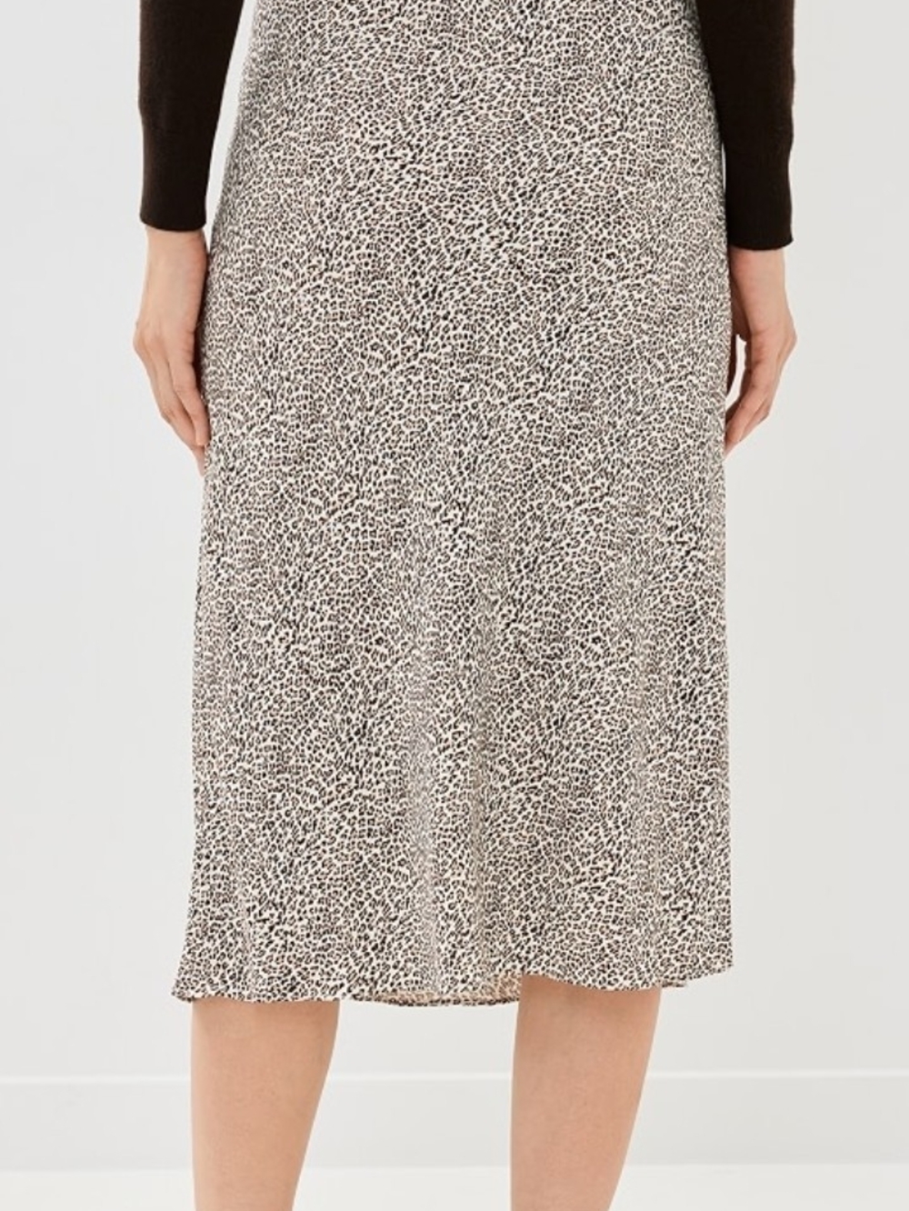 Sienna Sky Leopard-Spot Midi Skirt in Black and White